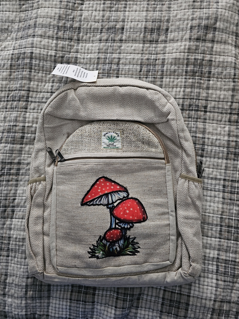 Himalyan Hemp Red Mushroom Canvas Backpack